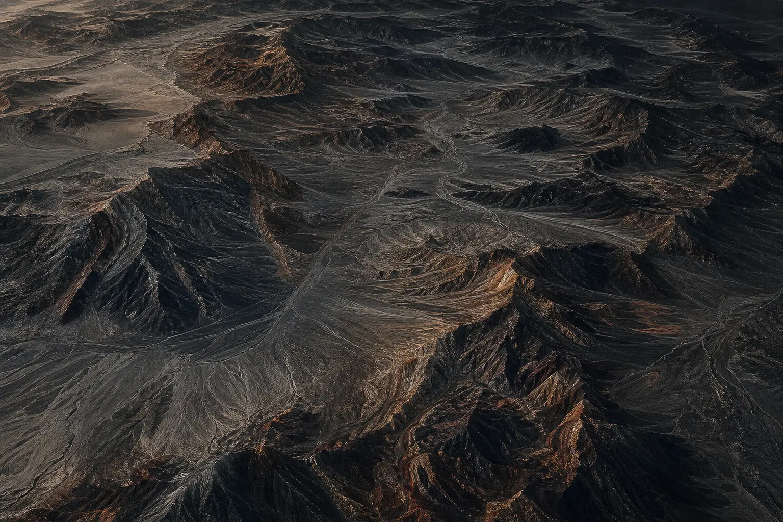 Conceptual three-dimensional Nevada terrain with prospectivity overlays